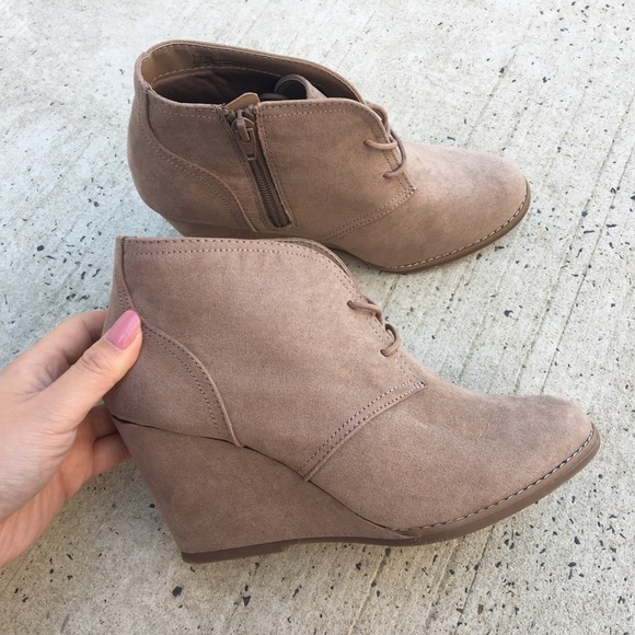 Tan Wedge Booties - Picture 1 of 6